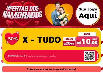 Modelo de Cartaz para Cartaz A4 Horizontal com o tema Ofertas Dos Namorados para Hamburgueria