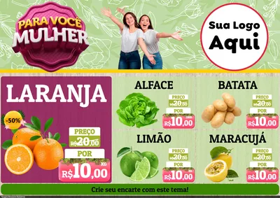 Modelo de Encarte para Encarte A4 Horizontal com o tema Para Você Mulher para Hortifrúti