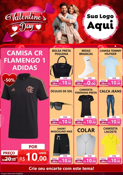 Modelo de Encarte para Encarte A4 Vertical com o tema Valentine's Day para Roupas e acessórios