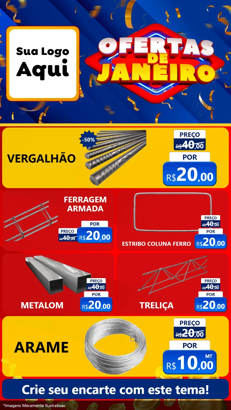 Modelo de TV para TV Vertical com o tema Ofertas de Janeiro para Ferragens