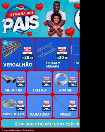 Modelo de Rede Social para Feed Instagram com o tema Semana Dos Pais para Ferragens