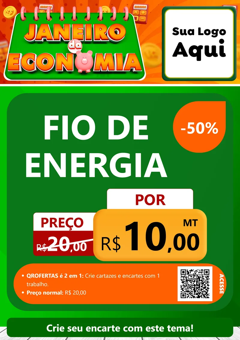 Modelo de Cartaz para Cartaz A4 Vertical com o tema Janeiro da Economia para Materiais Elétricos