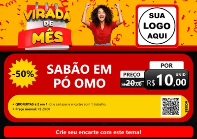 Modelo de Cartaz para Cartaz A4 Horizontal com o tema Virada de Mês para Produtos de Limpeza
