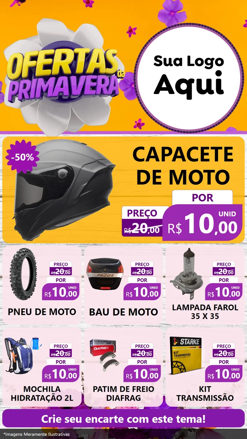 Modelo de Rede Social para Stories com o tema Ofertas Da Primavera para Moto peças