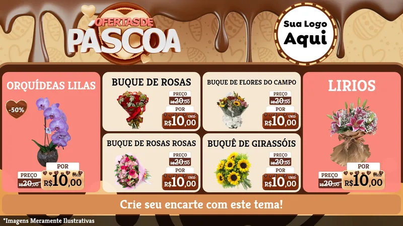 Modelo de TV para TV Horizontal com o tema Ofertas de Páscoa para Floricultura e jardim