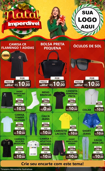 Modelo de Encarte para Encarte Grande com o tema Natal Imperdível para Roupas e acessórios