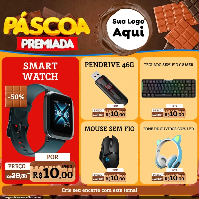 Modelo de Rede Social para Feed Facebook com o tema Páscoa Premiada para Informática
