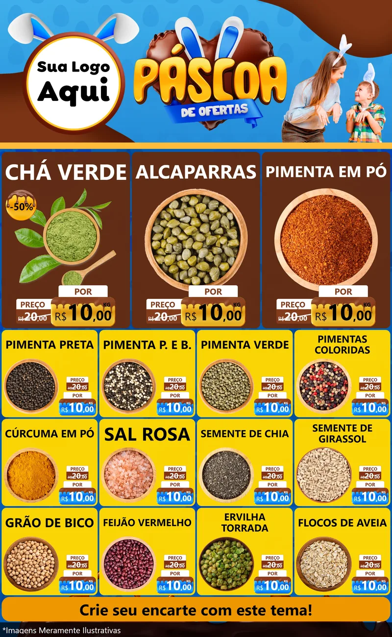 Modelo de Encarte para Encarte Grande com o tema Páscoa de Ofertas para Produtos Naturais