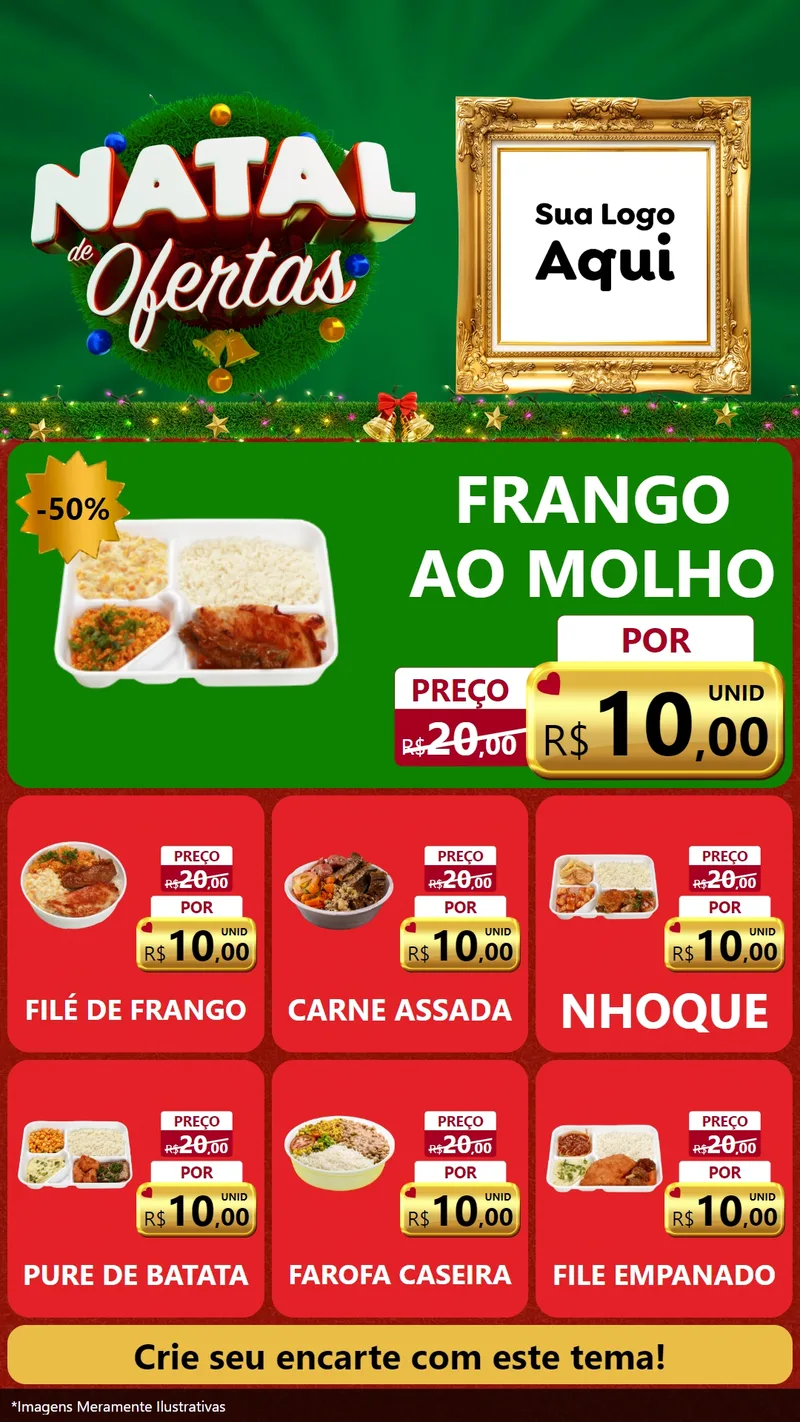 Modelo de Rede Social para Stories com o tema Natal de Ofertas para Restaurante