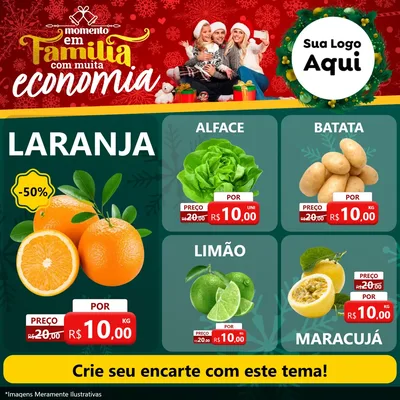 Modelo de Rede Social para Feed Facebook com o tema Momento em Família (Natal) para Hortifrúti