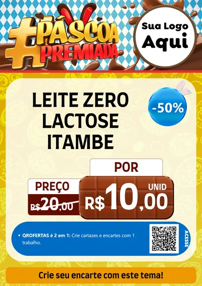 Modelo de Cartaz para Cartaz A4 Vertical com o tema Páscoa Premiada para Frios e Laticínios
