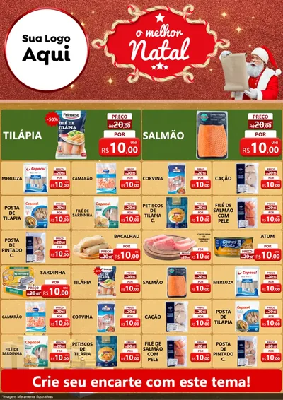 Modelo de Encarte para Encarte A4 Vertical com o tema O Melhor Natal para Peixaria