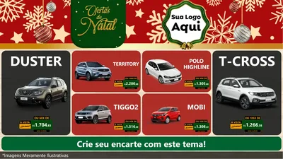 Modelo de TV para TV Horizontal com o tema Natal de Ofertas para Concessionaria de Carros