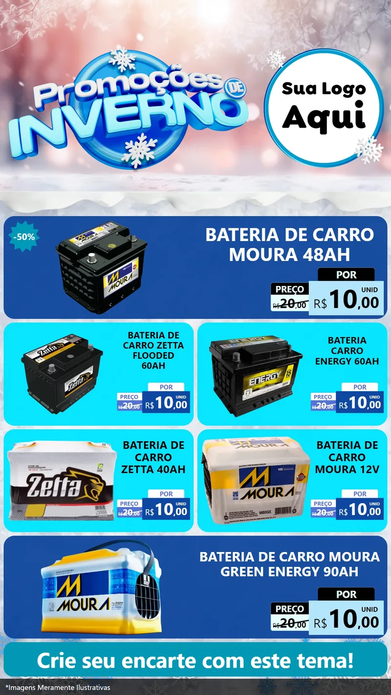 Modelo de TV para TV Vertical com o tema Promoções de Inverno para Baterias Elétricas