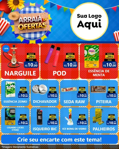 Modelo de Rede Social para Feed Instagram com o tema Arraiá de Ofertas para Tabacaria