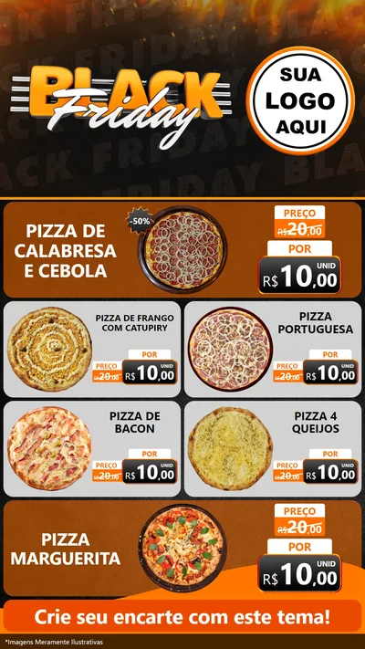 Modelo de TV para TV Vertical com o tema Black Friday para Pizzaria