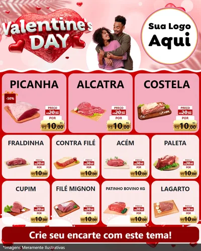 Modelo de Rede Social para Feed Instagram com o tema Valentine's Day para Açougue