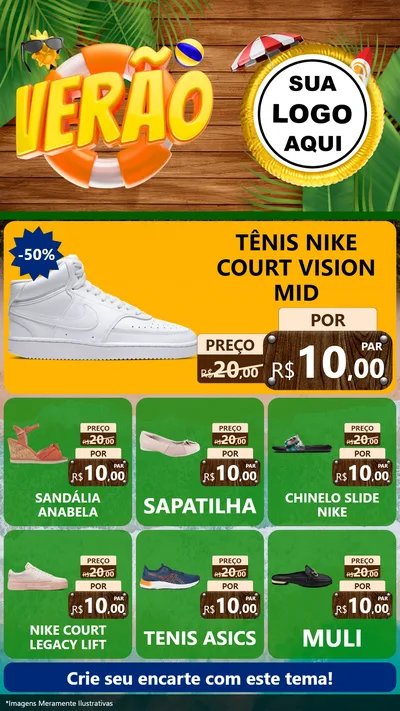 Modelo de Rede Social para Stories com o tema Verão para Calçados