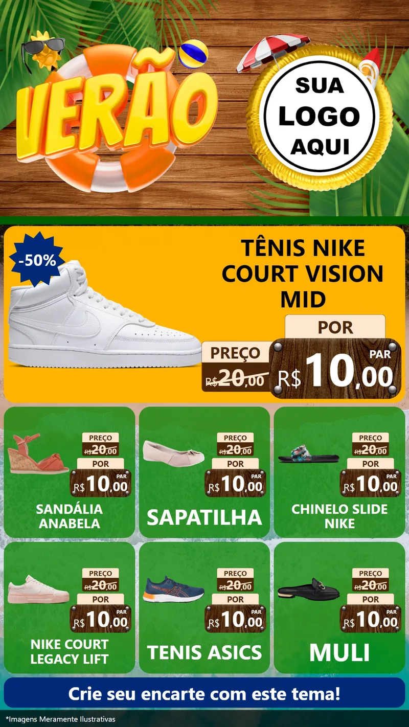 Modelo de Rede Social para Stories com o tema Verão para Calçados