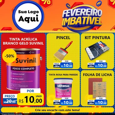 Modelo de Rede Social para Feed Facebook com o tema Fevereiro Imbatível para Tintas e Ferramentas
