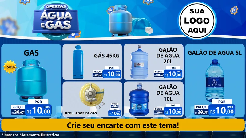 Modelo de TV para TV Horizontal com o tema Ofertas Água e Gás para Água e gás