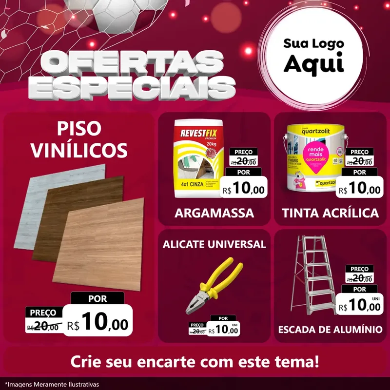 Modelo de Rede Social para Feed Facebook com o tema Ofertas Especiais - Futebol para Material para Construção