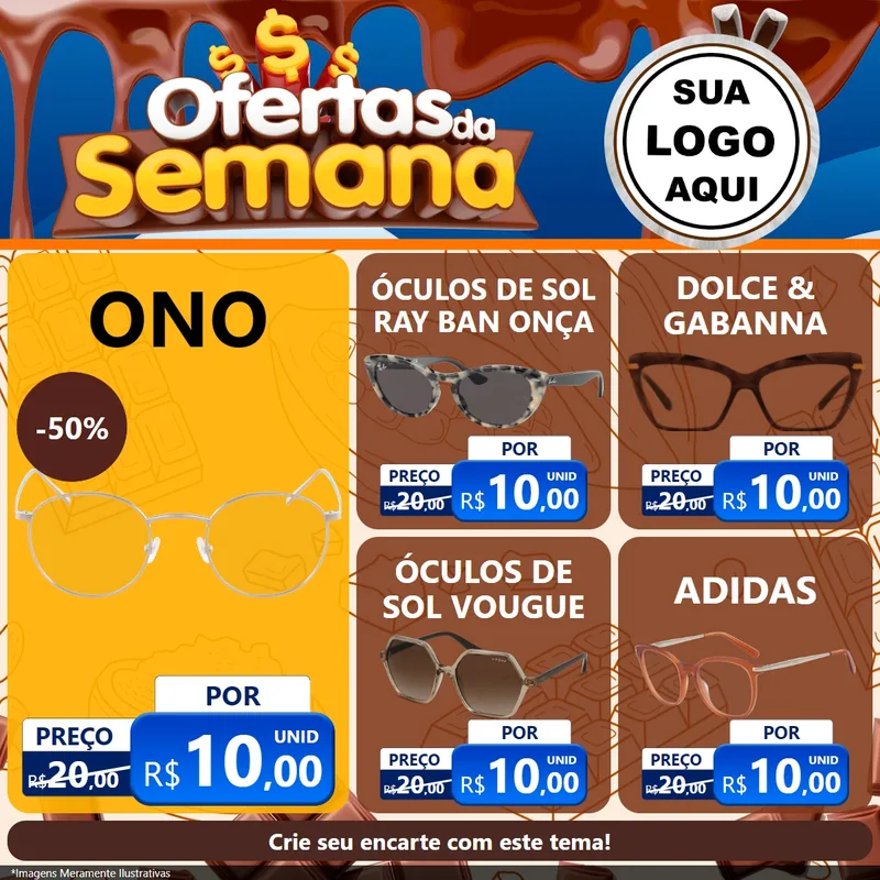 Modelo de Rede Social para Feed Facebook com o tema Ofertas da Semana - Páscoa para Óticas