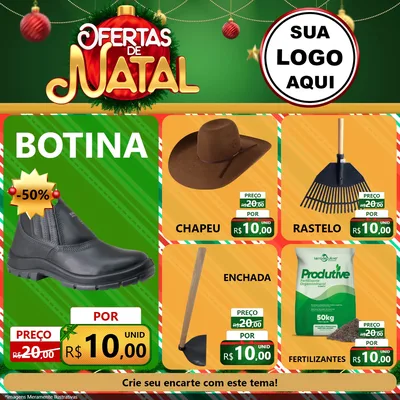 Modelo de Rede Social para Feed Facebook com o tema Ofertas de Natal para Agropecuária