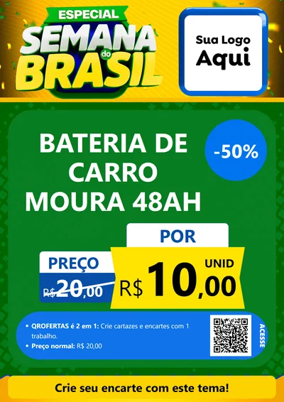 Modelo de Cartaz para Cartaz A4 Vertical com o tema Especial Semana do Brasil para Baterias Elétricas