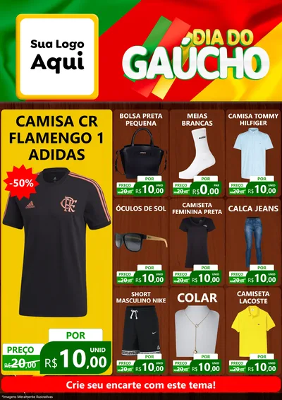 Modelo de Encarte para Encarte A4 Vertical com o tema Dia do Gaúcho para Roupas e acessórios