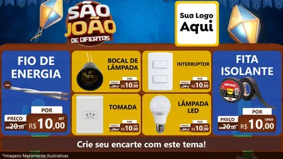 Modelo de TV para TV Horizontal com o tema São João Ofertas Imbatíveis! - Junina para Materiais Elétricos