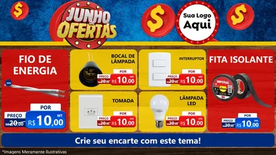 Modelo de TV para TV Horizontal com o tema Junho de Ofertas para Materiais Elétricos