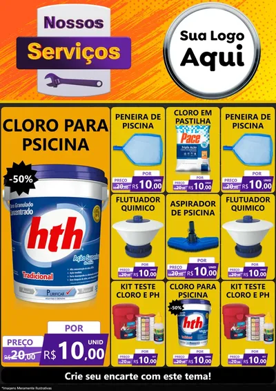 Modelo de Encarte para Encarte A4 Vertical com o tema Nossos Serviços para Produtos para Piscina