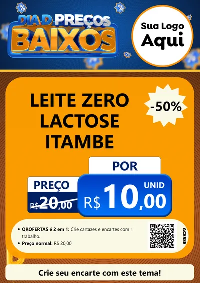 Modelo de Cartaz para Cartaz A4 Vertical com o tema Dia D Preço Baixo para Frios e Laticínios