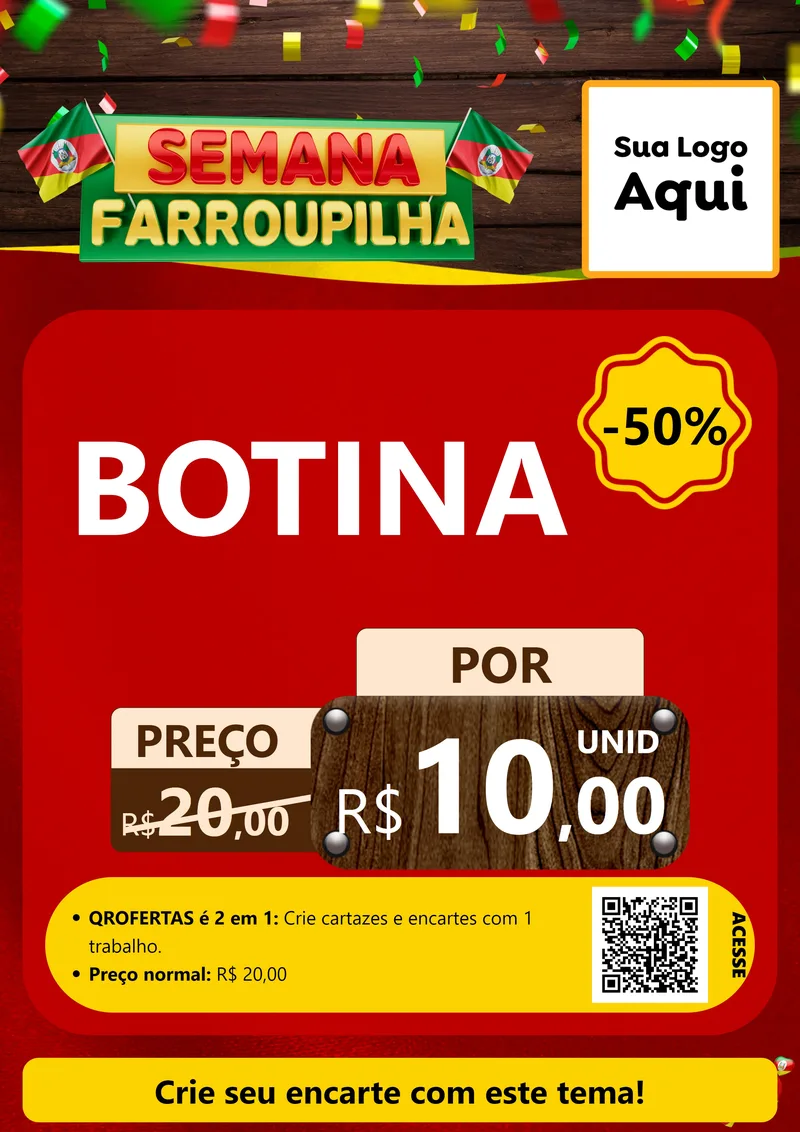 Modelo de Cartaz para Cartaz A4 Vertical com o tema Semana Farroupilha para Agropecuária