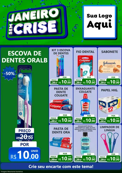 Modelo de Encarte para Encarte A4 Vertical com o tema Janeiro Sem Crise para Higiene Pessoal