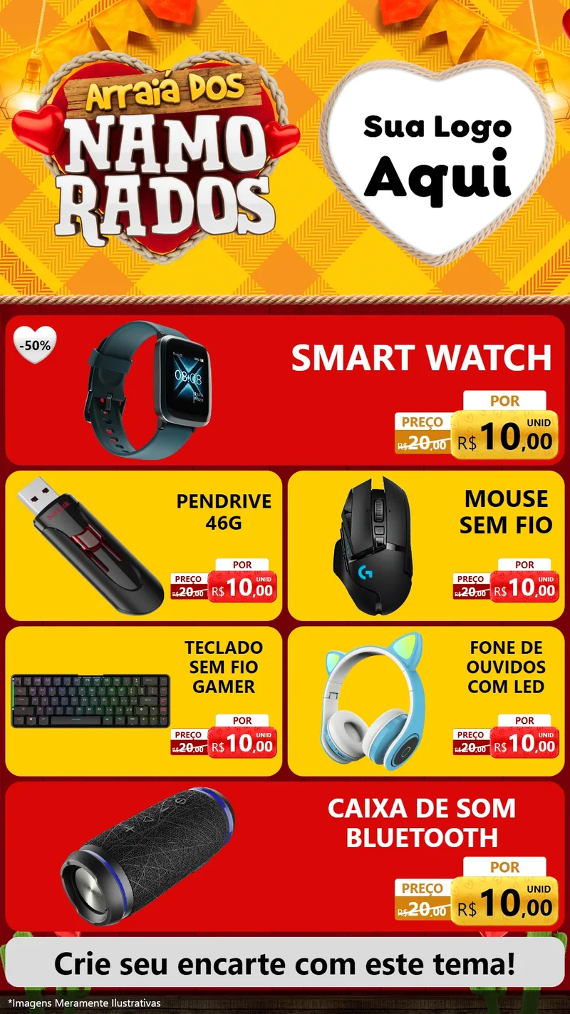Modelo de TV para TV Vertical com o tema Arraiá dos Namorados para Informática