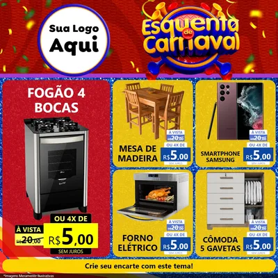 Modelo de Rede Social para Feed Facebook com o tema Esquenta de Carnaval para Móveis e Eletro