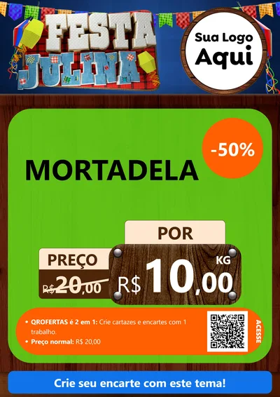 Modelo de Cartaz para Cartaz A4 Vertical com o tema Festa Julina para Frios e Laticínios