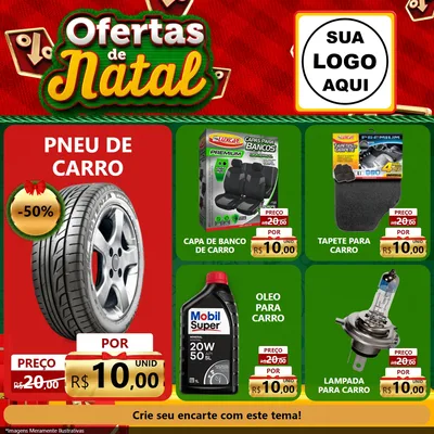 Modelo de Rede Social para Feed Facebook com o tema Ofertas de Natal para Auto peças