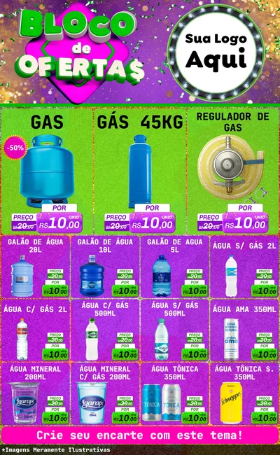 Modelo de Encarte para Encarte Grande com o tema Bloco de Ofertas para Água e gás