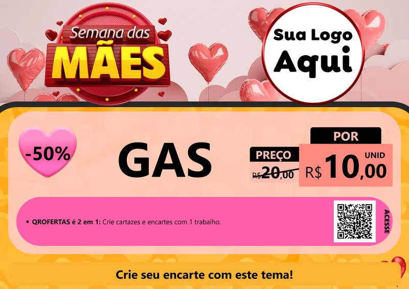 Modelo de Cartaz para Cartaz A4 Horizontal com o tema Semana das Mães para Água e gás