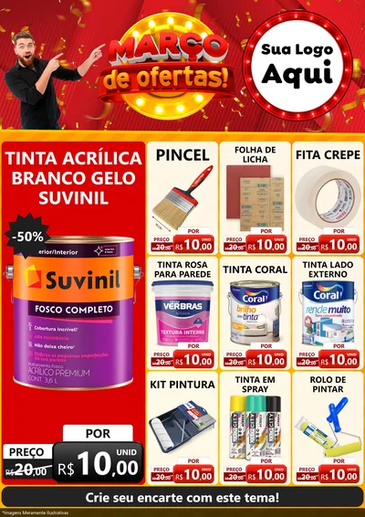 Modelo de Encarte para Encarte A4 Vertical com o tema Março de Ofertas! para Tintas e Ferramentas