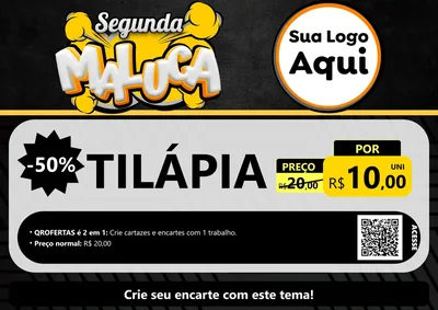 Modelo de Cartaz para Cartaz A4 Horizontal com o tema Segunda Maluca para Peixaria