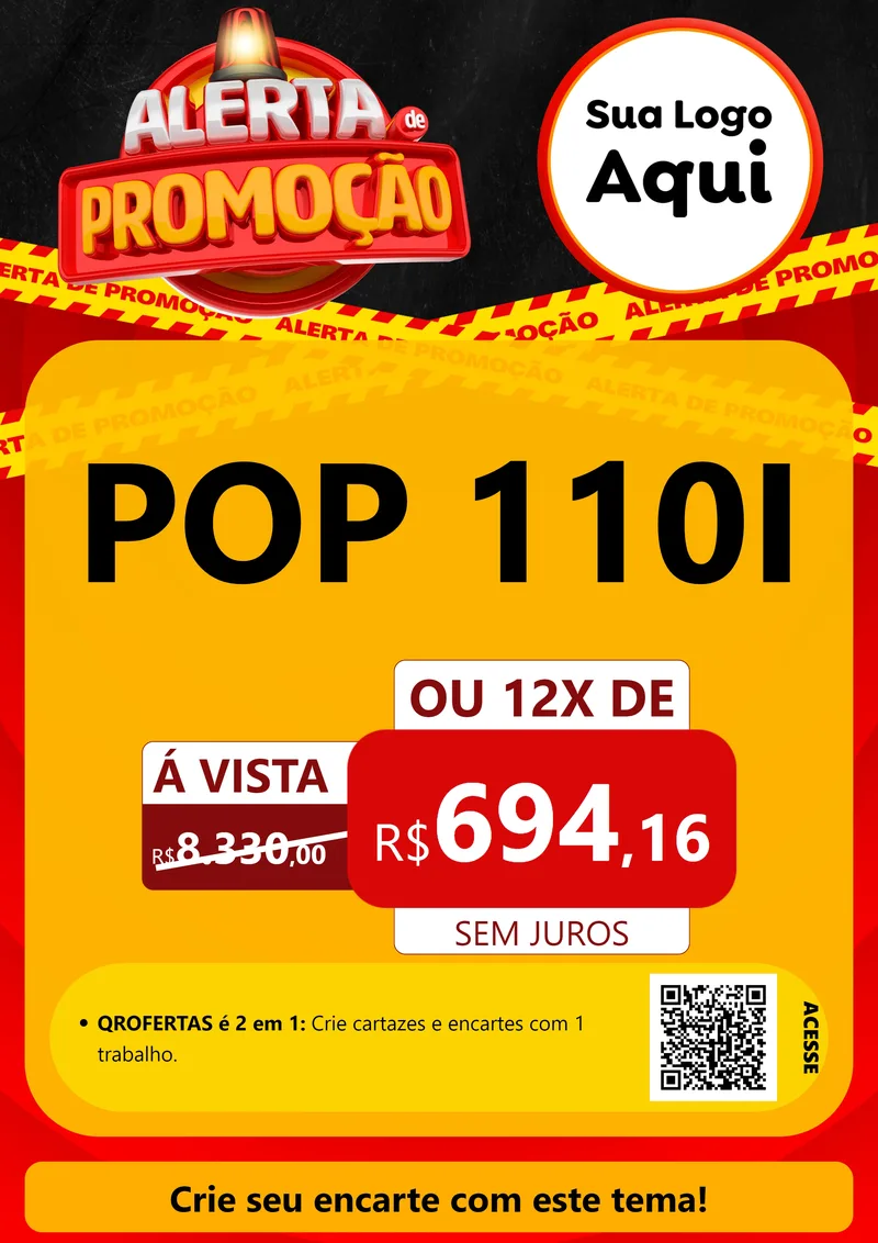 Modelo de Cartaz para Cartaz A4 Vertical com o tema Alerta de Promoção para Concessionaria de Motos