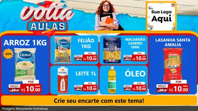 Modelo de TV para TV Horizontal com o tema Volta às Aulas para Supermercado