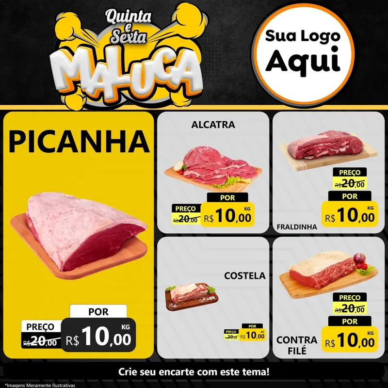 Modelo de Rede Social para Feed Facebook com o tema Quinta e Sexta Maluca para Açougue