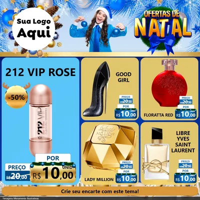 Modelo de Rede Social para Feed Facebook com o tema Ofertas de Natal para Perfumes