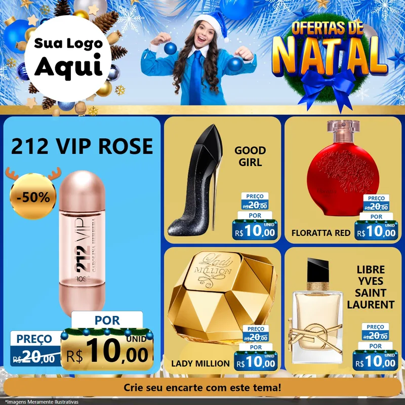Modelo de Rede Social para Feed Facebook com o tema Ofertas de Natal para Perfumes