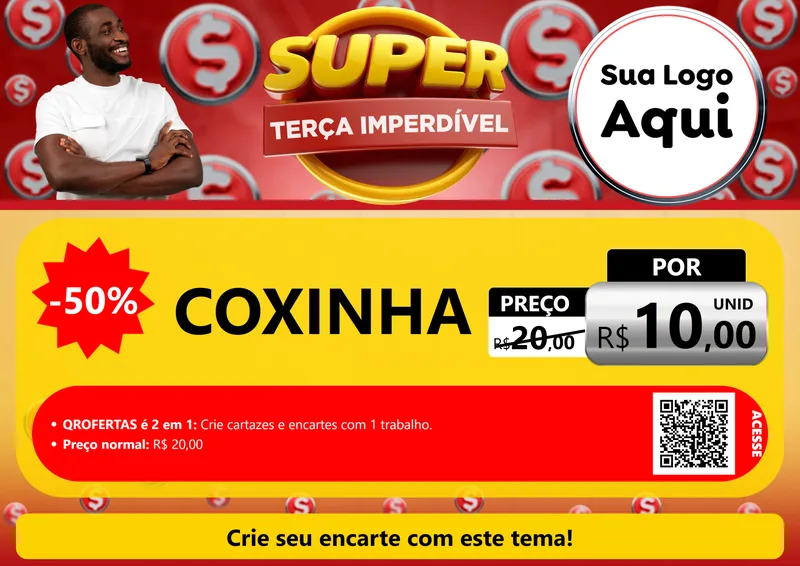 Modelo de Cartaz para Cartaz A4 Horizontal com o tema Super Terça Imperdível para Salgadaria